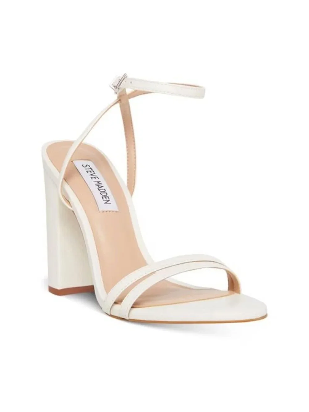Steve Madden Womens Candid Leather Metallic Slingback Sandals White Size 10 NIB